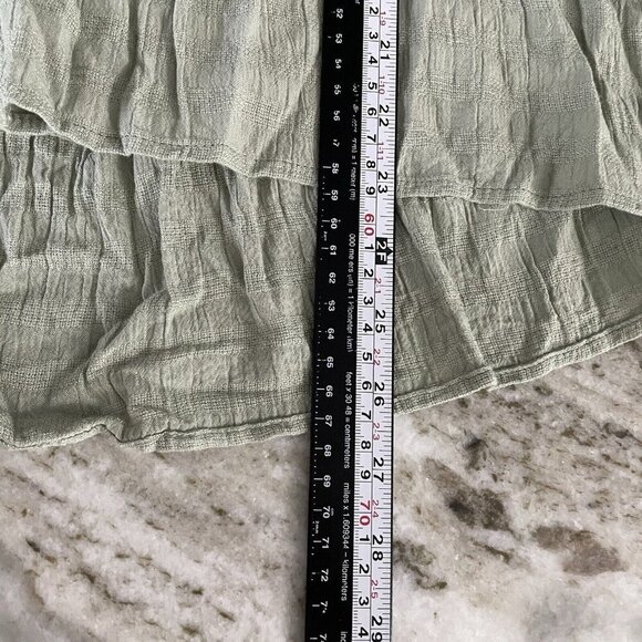 Japna V-Neck Knit Tunic Top Sz M Moss Green Flutter Tiered Viscose Boho Peasant - Picture 8 of 9